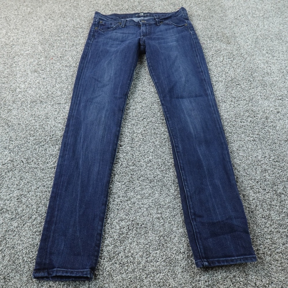 7 For All Mankind Jeans Womens 28 Dark Blue Denim Pants Low Rise Skinny